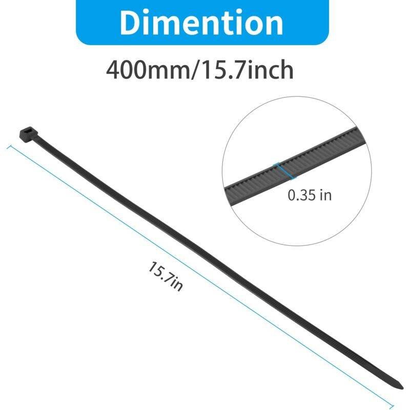 100 Pieces White Large Cable Ties, Extra Long 400Mm X 9Mm Cable Tie Nylon Uv Resistant, 80 Kgs Heavy Duty Cable Ties