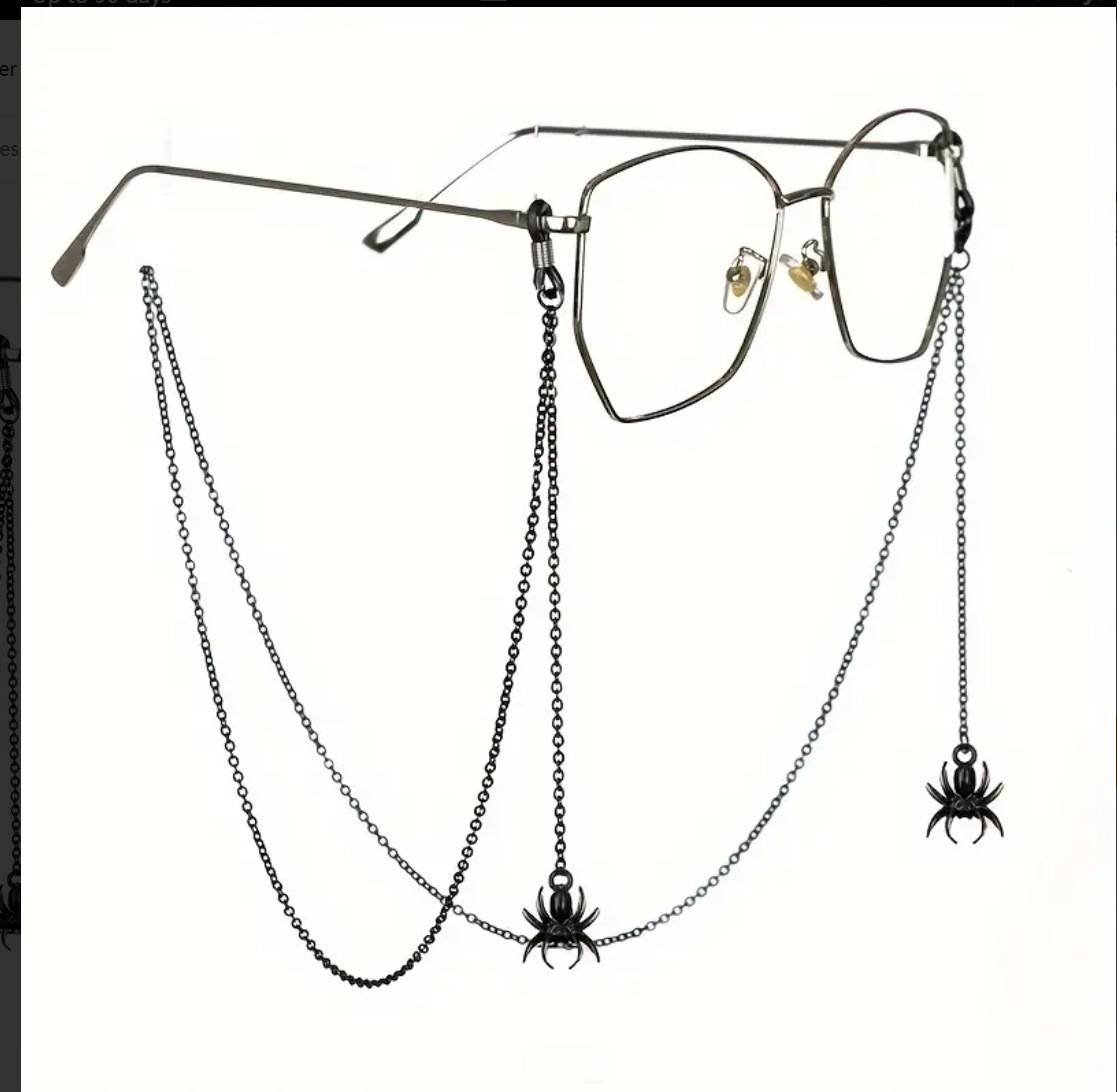 Black Hollow Spider Eyewear Chain 70cm Anti-Slip Glasses Strap Gothic Pendant Sunglasses Holder for Women