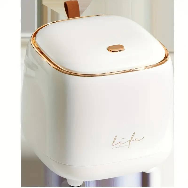 WHITE Press-Type Trash Bag Bin, Luxury Waste Bin, Car/Home/Office/Desktop/Dining Table Storage Cylinder Trash Can, Creative Flip-Top Square Storage Box, Side Table with Lid Storage Bucket