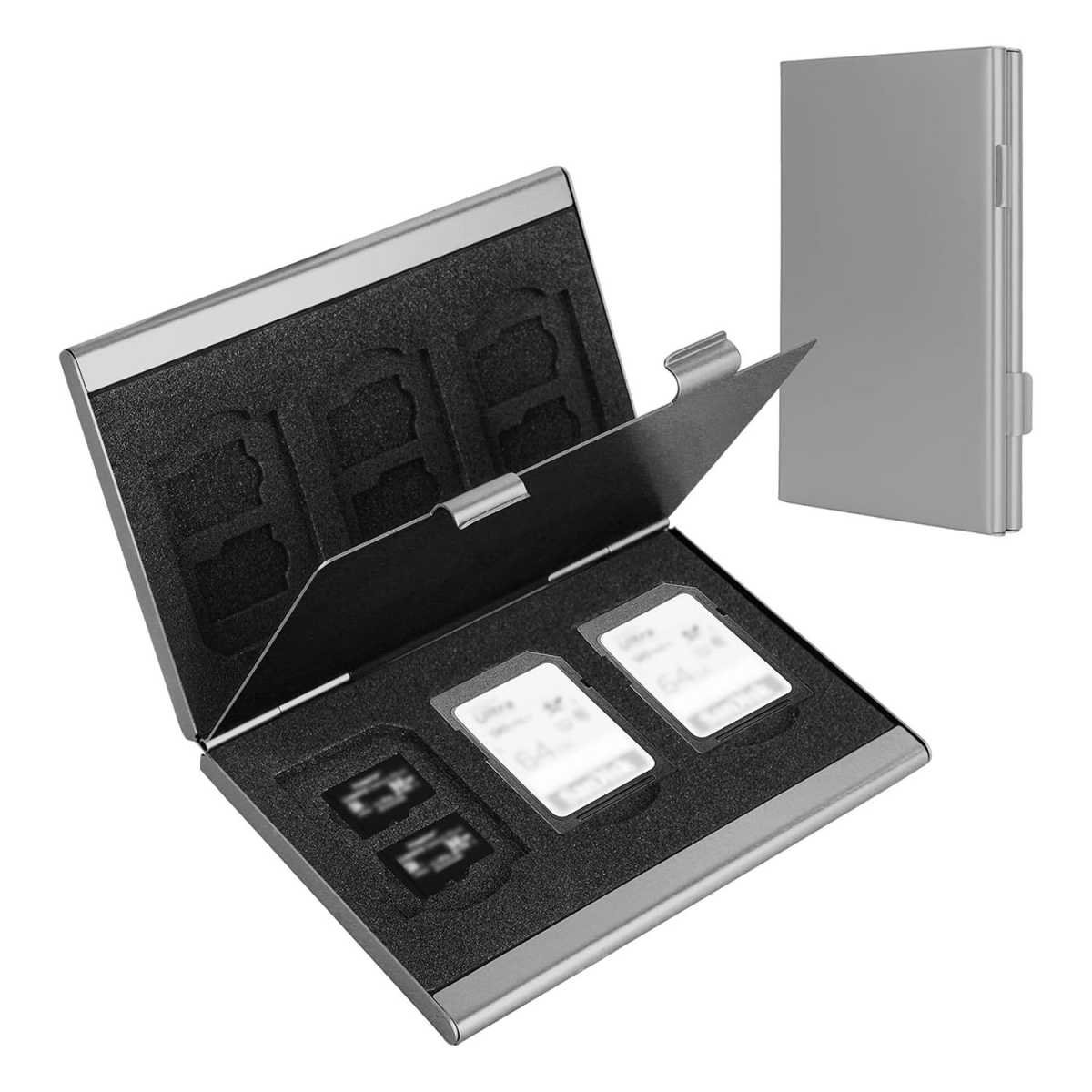 Silver High-Quality Aluminum SD & TF Card Case – Premium Storage Solution for Memory Cards(Memory card not included)