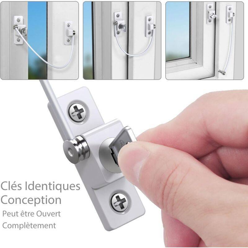 Child Window Safety, 2 pcs Zinc Alloy Child Window Protection Pvc Child Safety Window Lock With Screws And Keys,