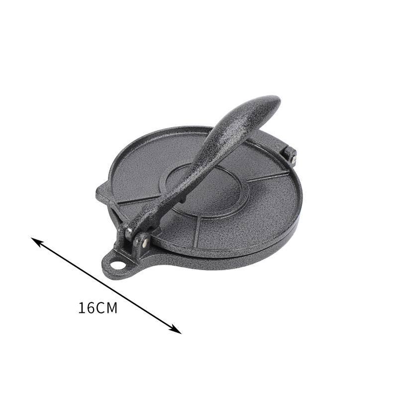 Black Manual Dough Press – Aluminum Alloy Cake & Tortilla Press for Homemade Baking and Cooking(16cm)