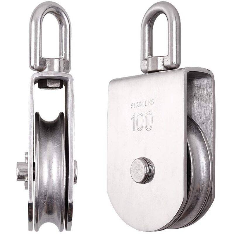 M100 Lifting Single Wheel Block Roller Load Capacity 1000kg, Heavy Duty 304 Stainless Steel Single Wheel Swivel Lifting Rope Wheel Block