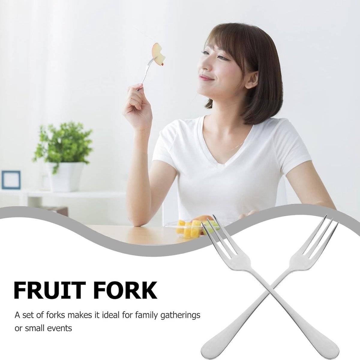 Fruit Forks - 12 pieces - Mini fruit forks made of stainless steel - Portable fruit forks - For snacks and desserts - Suitable for family gatherings and restaurants - Cutlery for formal dinners and outdoor events