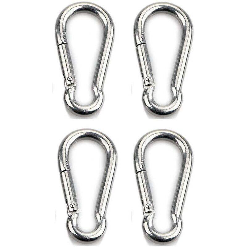 4 pcs Heavy Duty Carabiner Hooks For Sports, Locking Dogs, Hammock Swing, 304 Stainless Steel, 8Mm Thickness