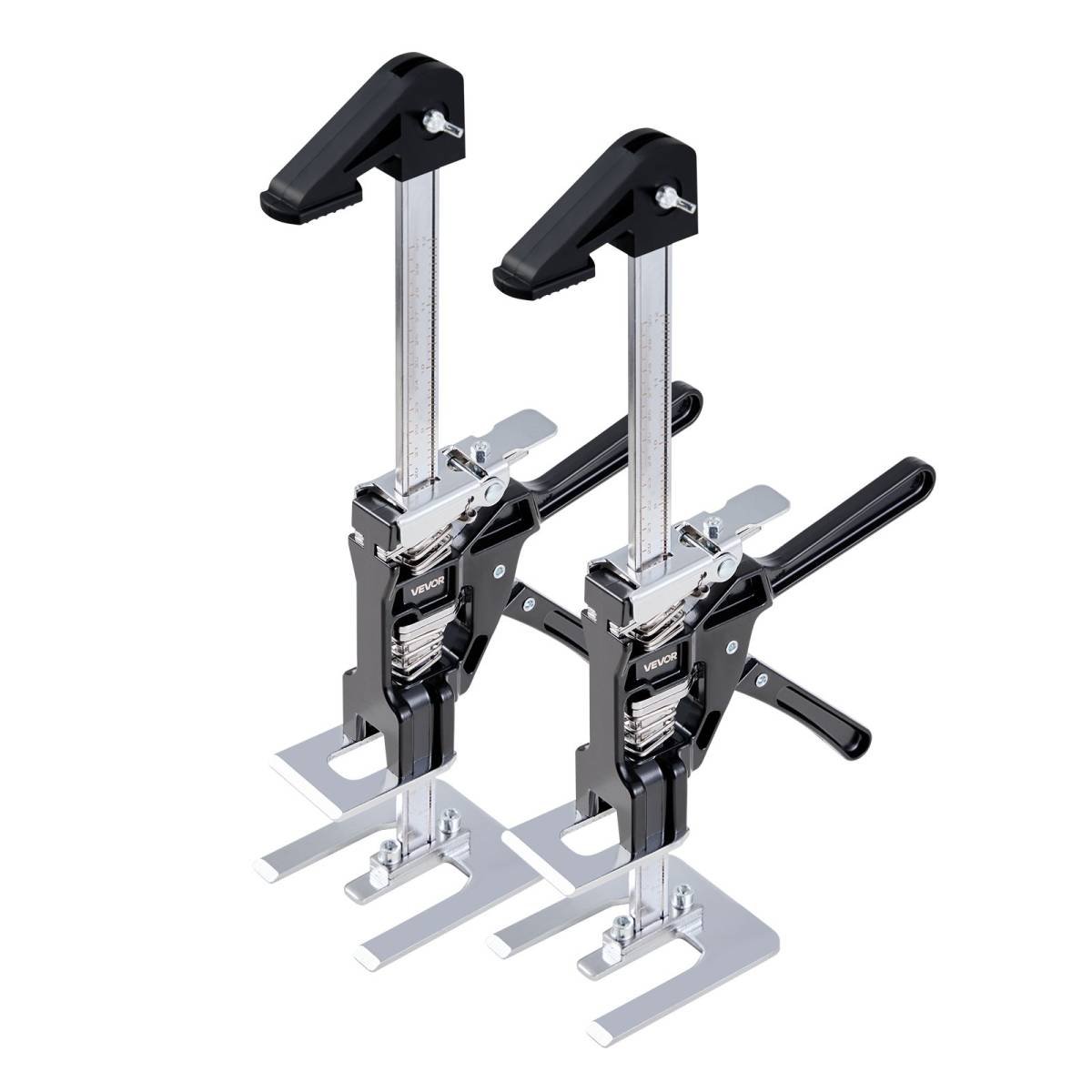 VEVOR Labor Saving Arm Jack, 2 PCS 200 kg Bearing Capacity, Lifting up to 235 mm, Metal Hand Lifting Jack Tool with Magnetic Level, 2 Adjustment Modes, for Door, Window, Furniture, Woodworking, Black