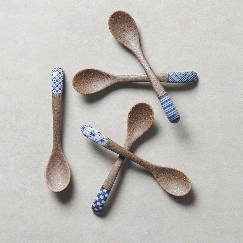 Spoon Small Bisque Indigo Asanoha