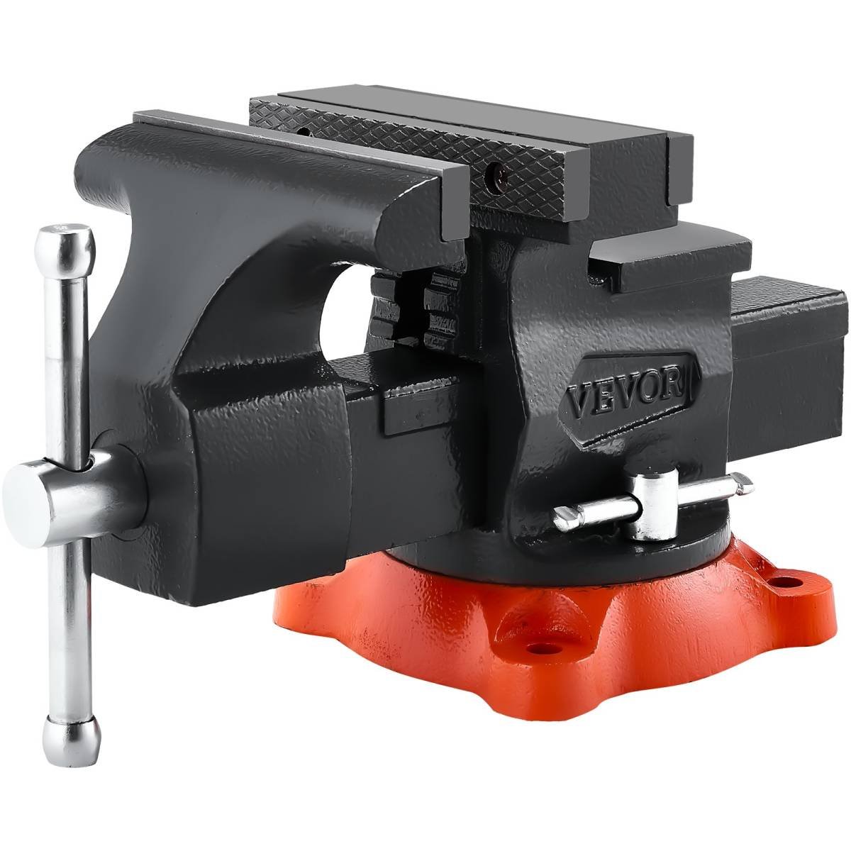 VEVOR Bench Vise, 140 mm Jaw Width, 140 mm Max Jaw Opening Multipurpose Vise with 360° Swivel Locking Base, 73 mm Throat, Heavy Duty Ductile Iron Workbench Vise, Two-Way Jaws for Clamping Round Pipes