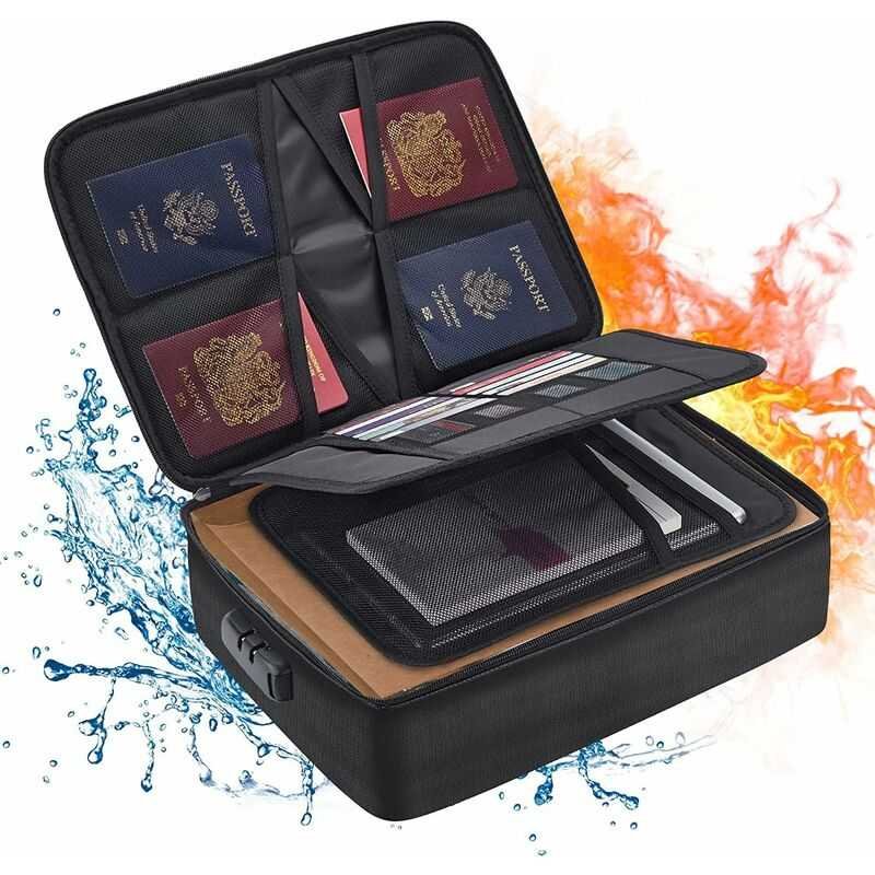 Fireproof Document Bag With Lock - Waterproof Storage Bag For Home, Office, Travel