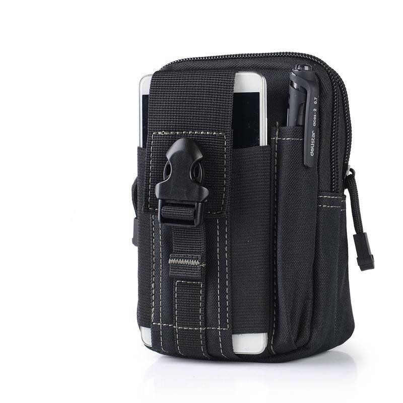 Black with white lines Tactical Molle Waist Bag Waterproof Phone Pouch for 6 inch Smartphones Compact Large Capacity Belt Loop Organizer for Local Outdoor Adventurers