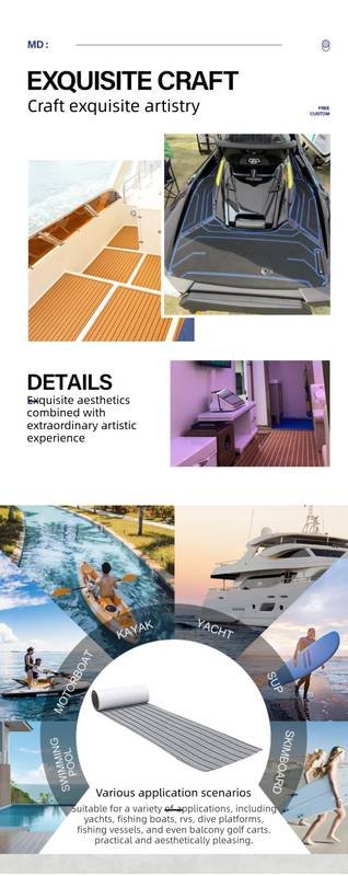 EVA Faux Teak Boat Flooring Sheet Marine Decking Mat Self Adhesive Non Slip Foam for Yacht Caravan & RV (Light Brown & White, 240cm x 45cm)
