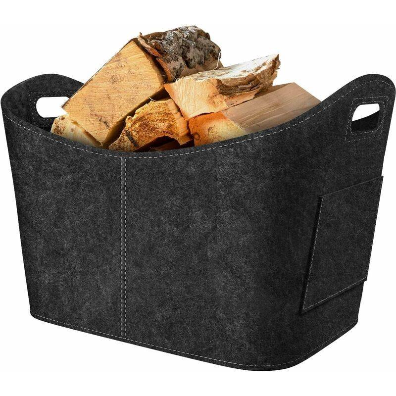Firewood Basket, Felt Log Basket, Foldable Felt Log Basket, Fireplace Wood Bag For Wood, Newspapers, Firewood,