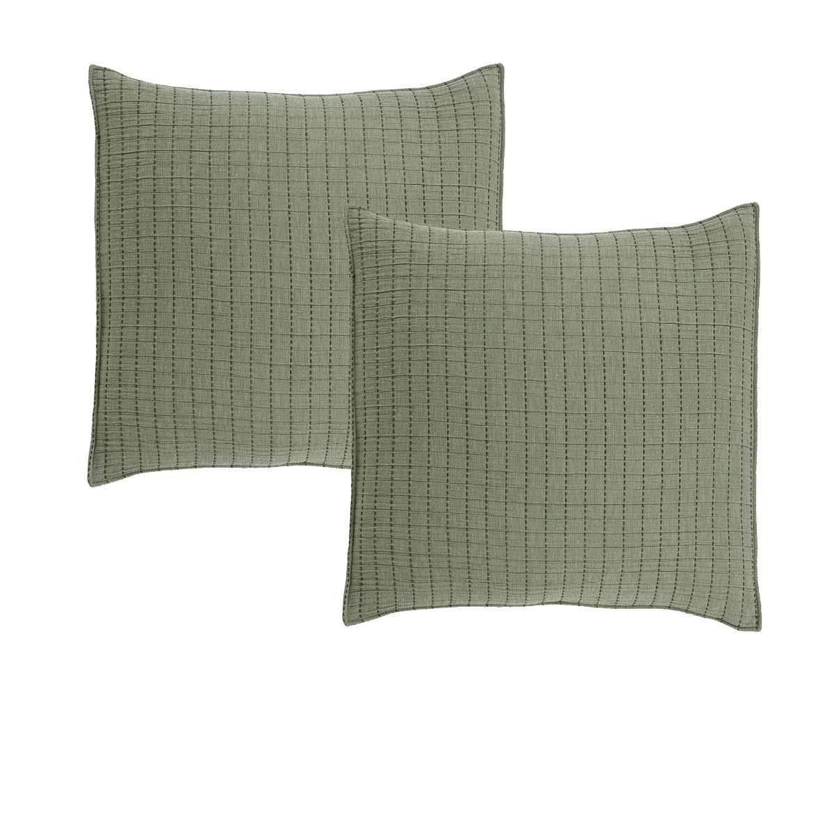 Bianca Pair of Bari Green European Pillowcases 65 x 65cm