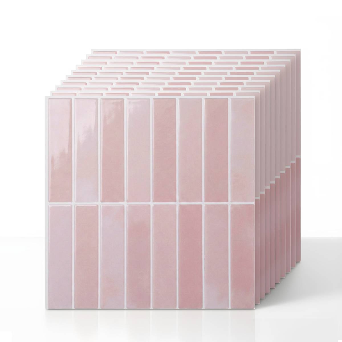 Artiss 3D Peel and Stick Wall Tiles Self Adhesive LinearGrid Backsplash 10 Sheets, Pink