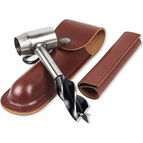 Hand Drill for Woodworking with Leather Case Compatible with Bushcraft Settlers Tools Outdoor Woodworking Drill for Holes and Plugs