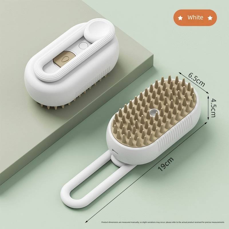 3 in 1 Electric Pet Spray Comb with Rotatable Handle Anti Static Grooming Brush for Cats and Dogs Massage Deshedding Tool White
