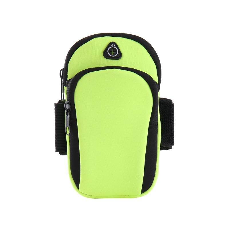 Green Sports Running Armband Bag Water Resistant Phone Pouch with Dual Zipper Pockets Earphone Hole for Gym Jogging Cycling Fits 6.5 Inch Smartphones