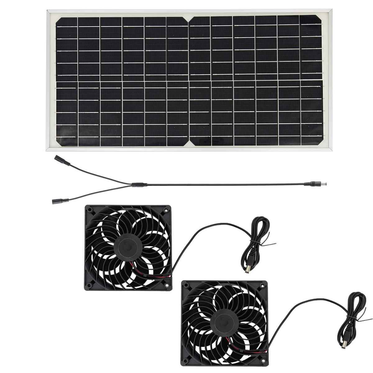 Solar Panel Fan Kit – 16W Monocrystalline Solar Powered Ventilation System with Dual Fans