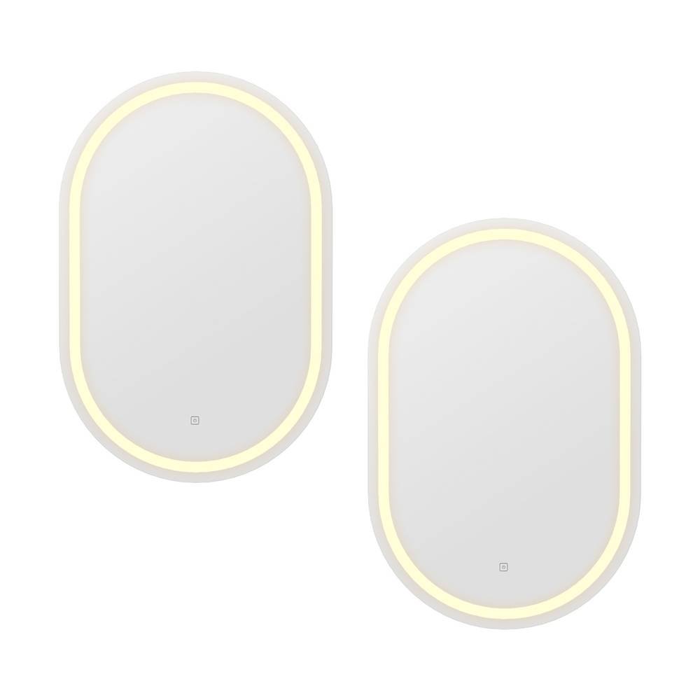 Embellir 2 LED Wall Mirror With Light 50X75CM Bathroom Decor Oval Mirrors Vanity