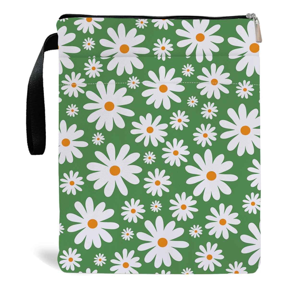 Green Floral pattern book cover with zippered pocket - Lightweight polyester book cover, suitable for books and tablets(BS001)
