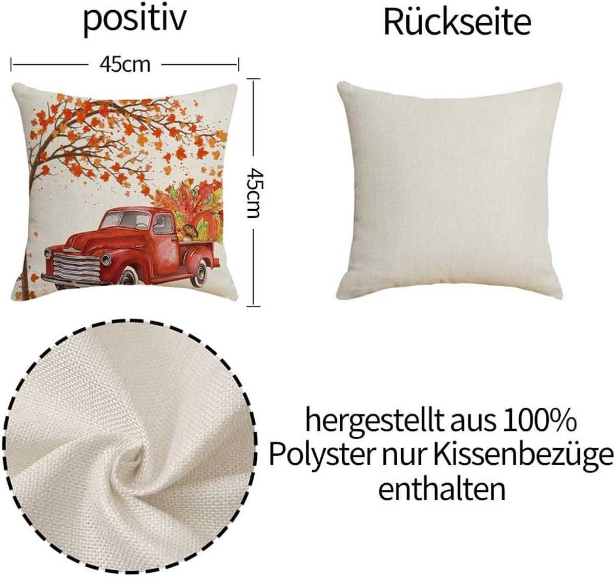 Halloween Theme - Fall Pillowcases - Pillowcases - Linen - Bedroom Decor Pillowcases - Living Room Decor Pillowcases - Sofa Decor Pillowcases - 45 x 45 cm - Four-Piece Set