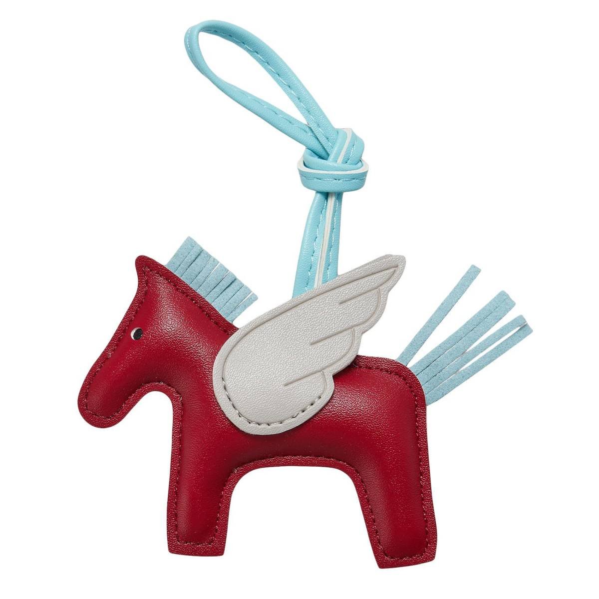 Red PU Leather Pegasus Keychain – Cute Flying Horse Pendant with Wings and Rope, 3-Pack