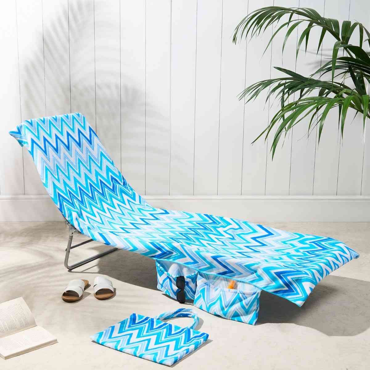 2-in-1 Microfiber Sun Lounger Towel & Portable Tote Bag - Sand-Free & Quick Dry Beach Chair Cover with Side Pockets (ST003 / 75x211cm)