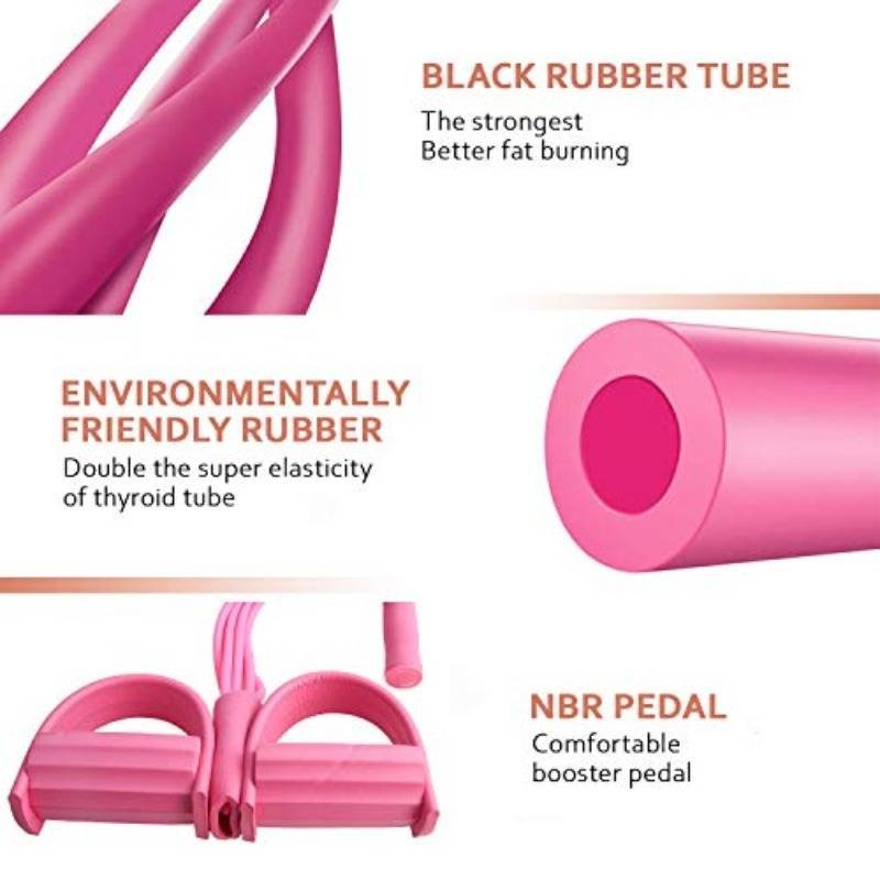 2 PCS Upgraded 6-Tube Pedal Resistance Band & Figure 8 Pull Rope Set Blue Elastic Tummy Trimmer for Home Gym Workout