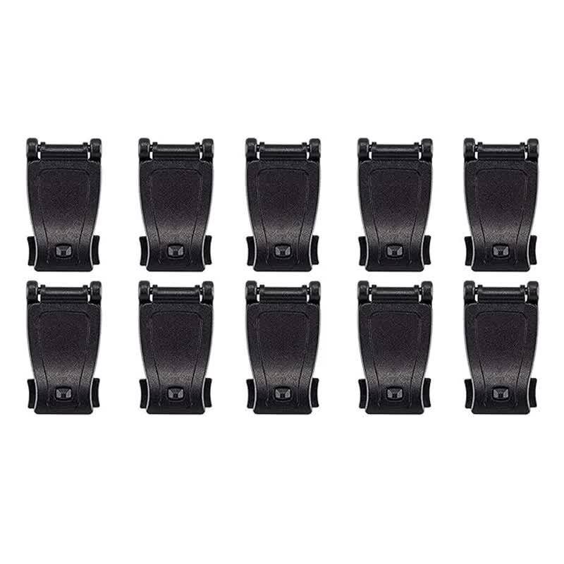 10 Pack Black MOLLE Clip Tactical Strap-Management Tool -  Ultralight Portable Backpack Buckle for Tactical Outdoor Gear Attachment