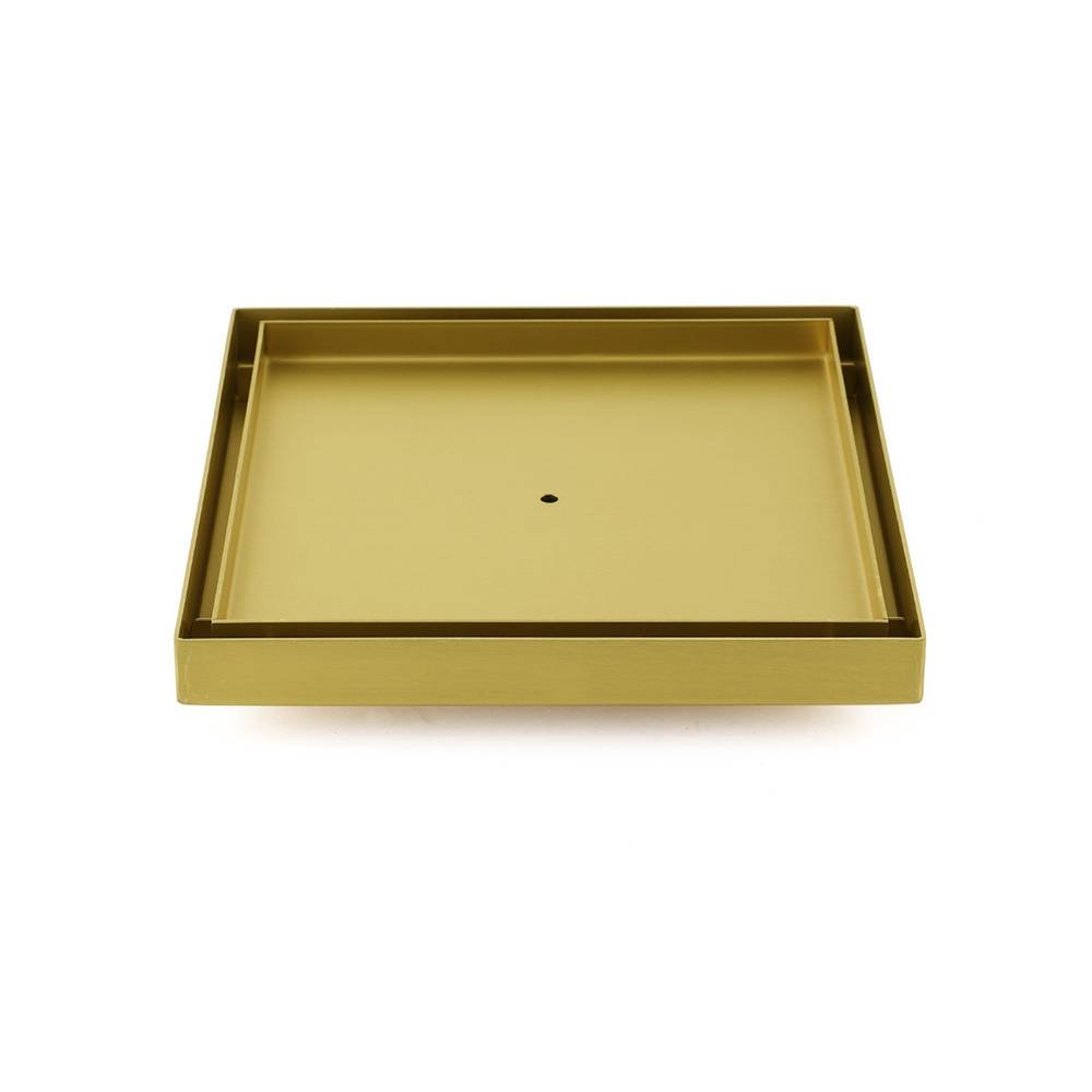 Brushed Gold Large 200mm Tile Insert Bathroom Floor Drain Grate 80mm Waste Outet