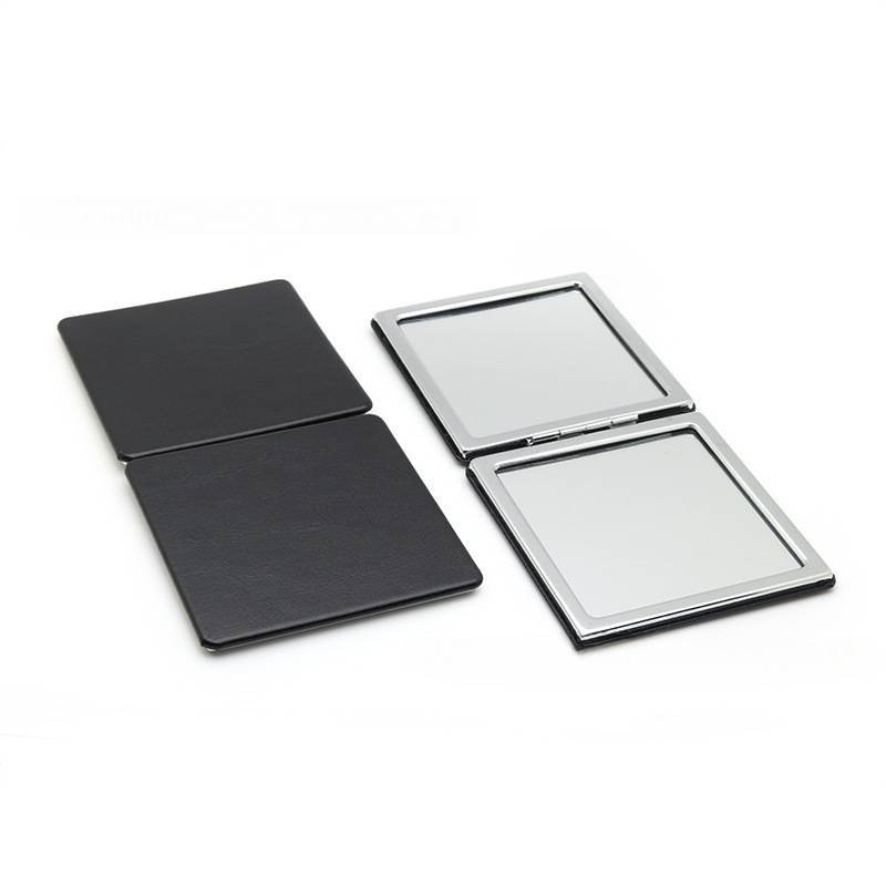 4-Pack Black Jumbo Square Folding Compact Mirror(8X8CM) - Men's Shaving & Women's Makeup Mirror, PU Leather Cover & High-Definition Glass Lens
