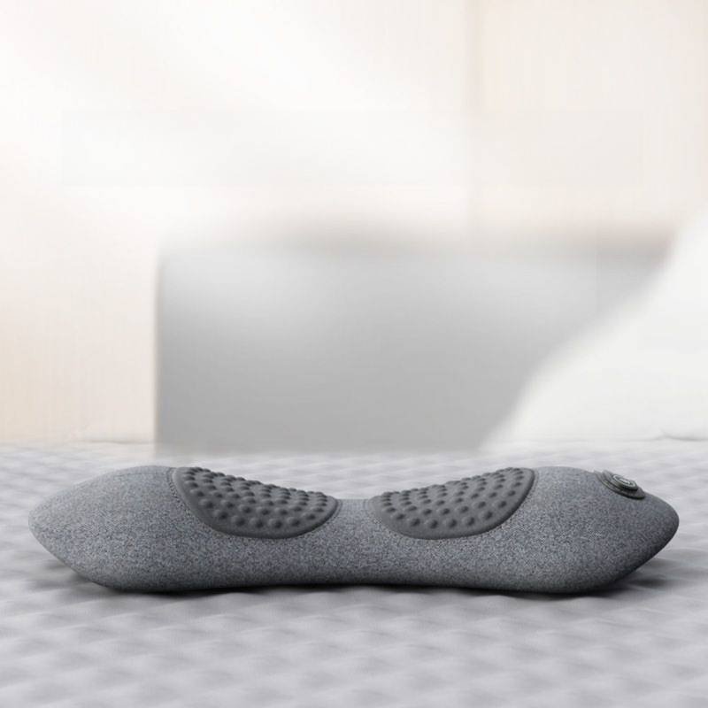 Light Grey 3-in-1 Heated Back Stretcher with Vibration Massage & Traction Lift — Memory Foam Lumbar Support Cushion for Home Therapy and Pain Relief