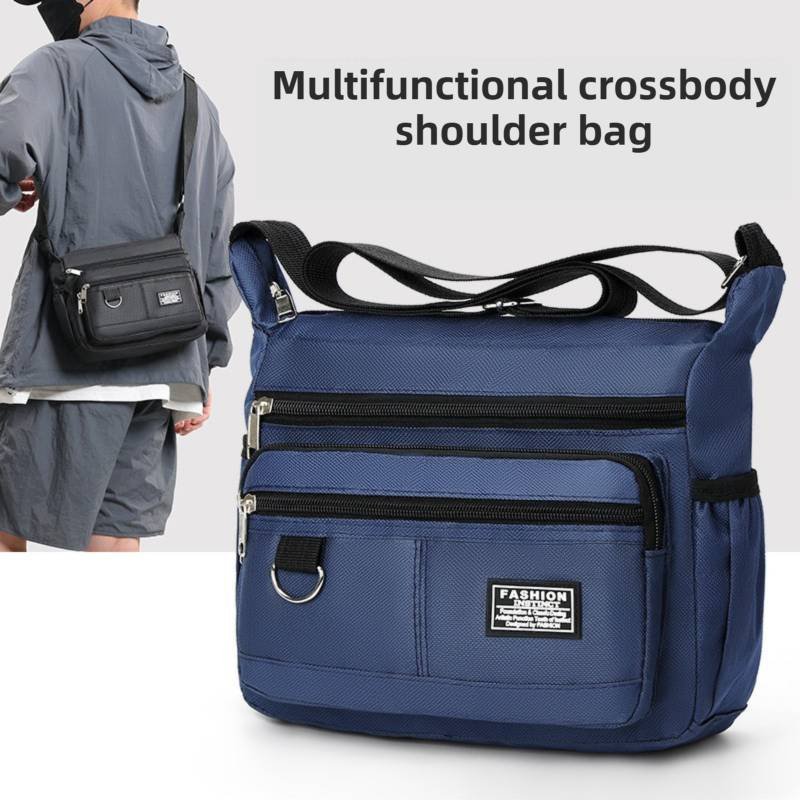 Grey Men's Waterproof Oxford Cloth Crossbody Bag - Durable Anti-Theft Shoulder Backpack for Business, Travel & 10-inch Tablet