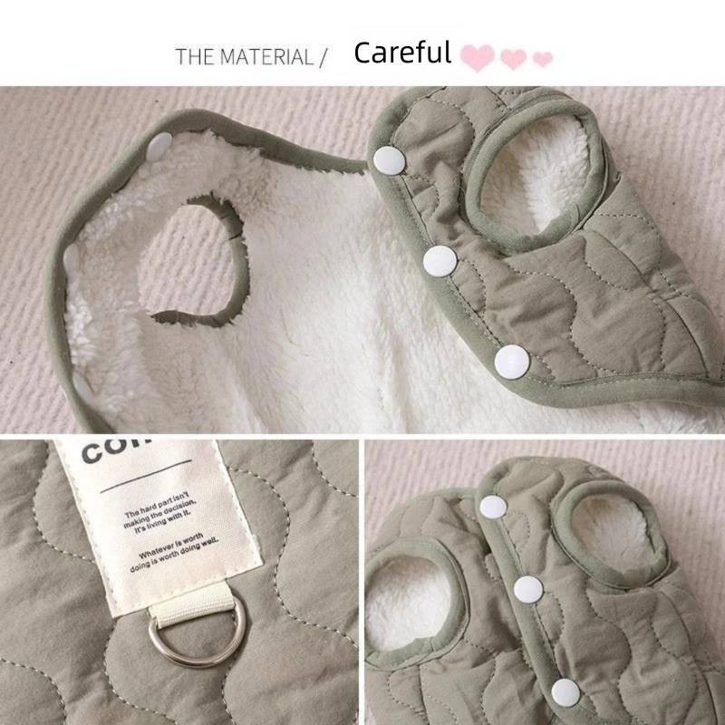 Beige Winter Dog Vest for Small and Medium Breeds – Thickened Warm Quilted Coat with Soft Fleece Lining, Adjustable Fit for Dogs and Cats(Size: XL)