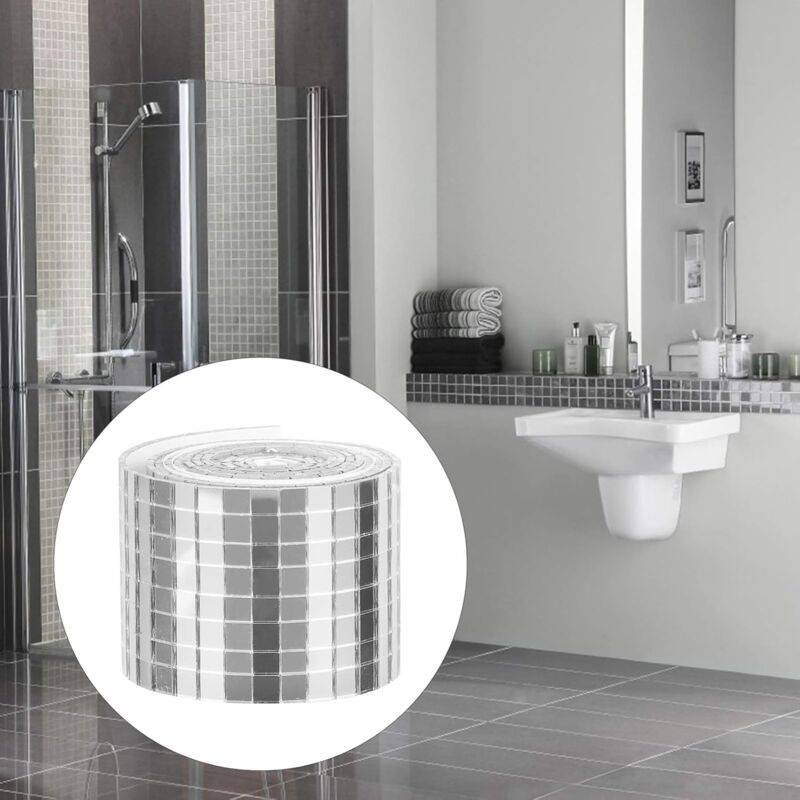 ROll Self Adhesive Glass Mini Square Silver Mirror Mosaic Tiles Sticker Mosaic Tiles Mirror Wall Sticker For Diy Crafts