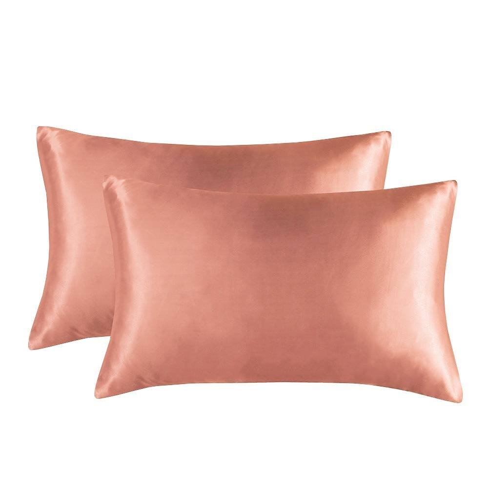 1-Pair Coral Luxury Satin Silk Pillowcase for Hair and Skin - Smooth Cooling Pillow Cover with Envelope Closure - King (20x36")