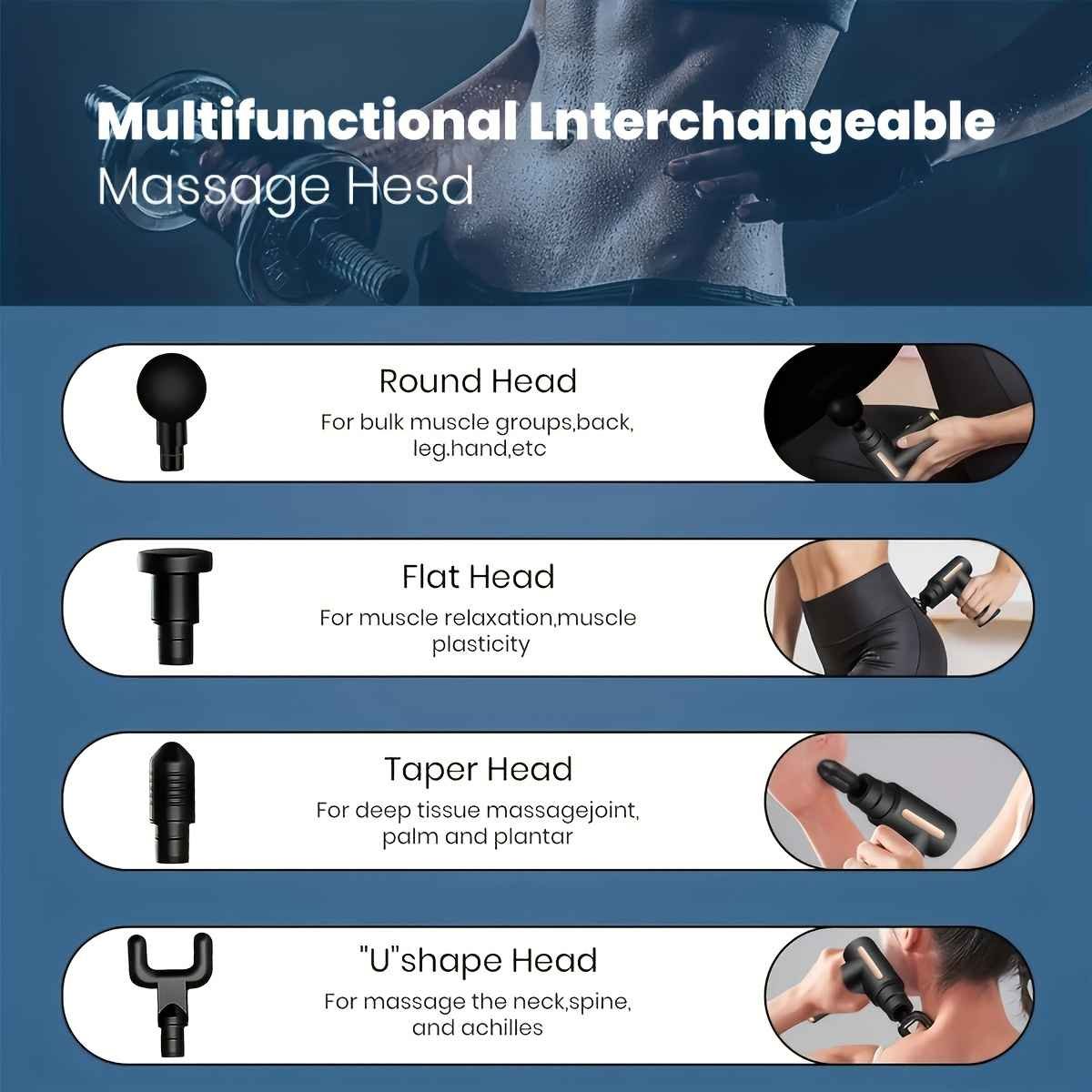 **Portable Deep Tissue Massager | 6-Speed & 4 Heads & 15-Min Timer｜Professional Muscle Recovery, Anytime Anywhere**GREEN