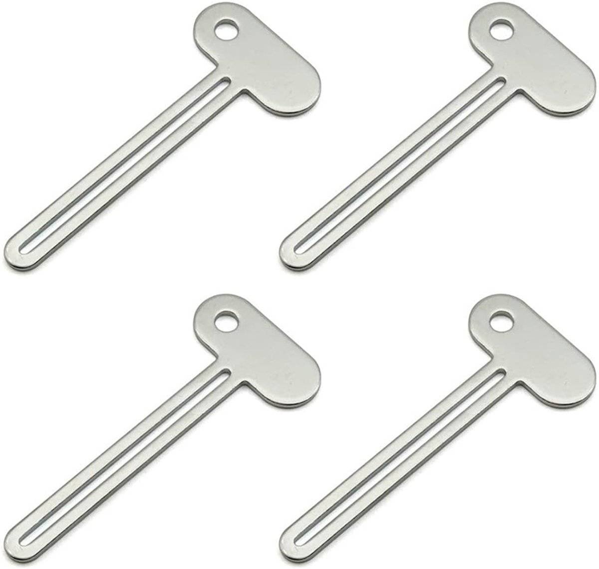 Toothpaste Squeezer - 4 pieces - Tube Squeezer - Stainless steel - silver - key-shaped - Environmentally friendly - Ergonomic design - Suitable for toothpaste, creams, gels