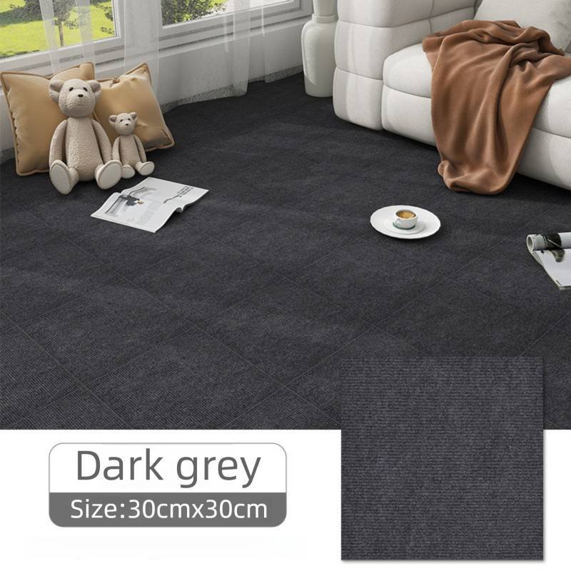 16 Pack Dark Grey Durable & Soft Self-Adhesive Carpet Tiles(30x30cm) - Interlocking Non-Slip Square Floor Mat for Bedroom, Office & Living Room