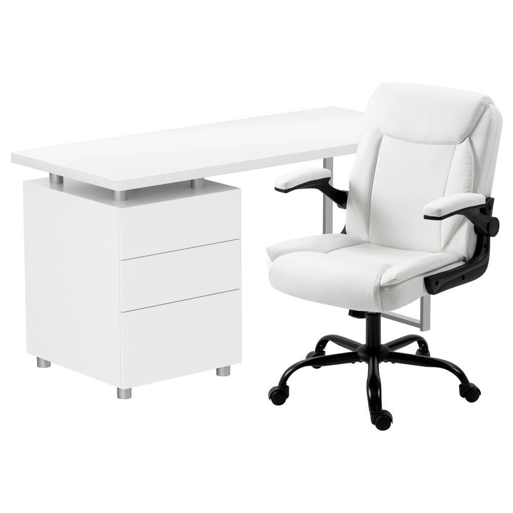 Artiss Computer Desk Executive Office Chairs Sets White