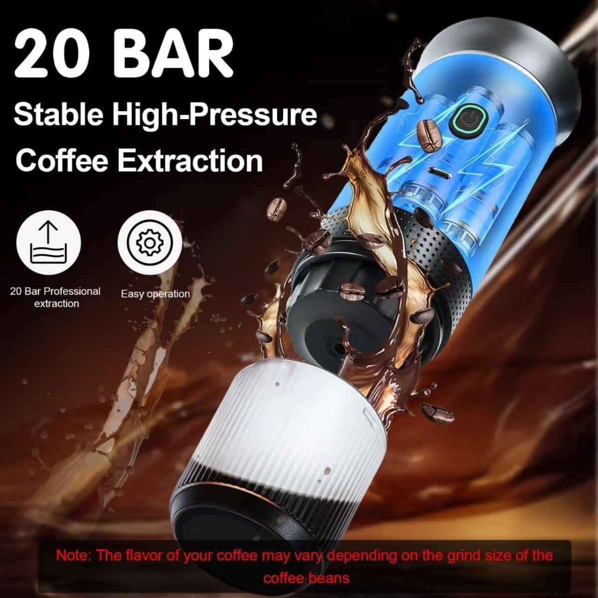 Green 3-in-1 Portable Espresso Maker with Self-Heating and One-Touch Cold Hot Brew - Smart Digital Display & 20Bar High Pressure for Rich Crema