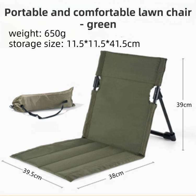 Green Portable Folding Camping Chair with Backrest & Storage-Bag - Ultra-Light Aluminum Alloy Lawn Chair, Beach & Balcony Travel Seating