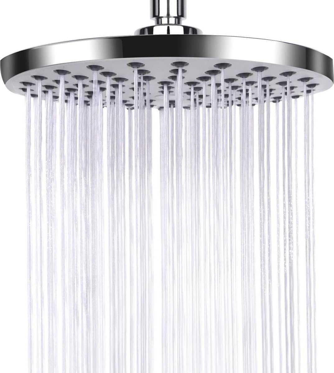 Deluxe Rain Shower Head - ø 20 CM - Shower Head - Rain Shower - High Pressure - Water-Saving Shower Head - Stainless Steel - Anti-Limescale Shower Head - Overhead Shower - Wellness - Spa - Chrome - Round - Rain Shower Head - Suitable for Bathroom - Silver