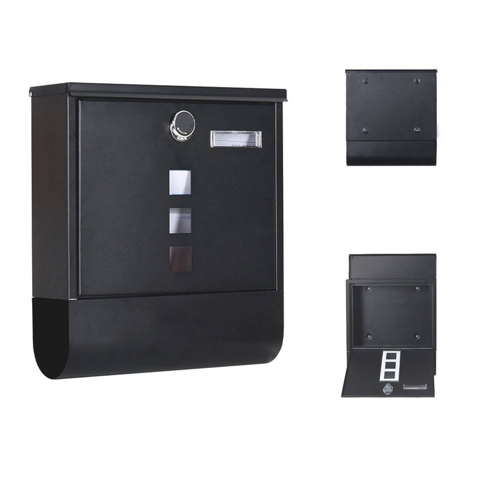  Lockable Mailbox Wall Mounted Mail Letter Post Box with Newspaper Holder Rack