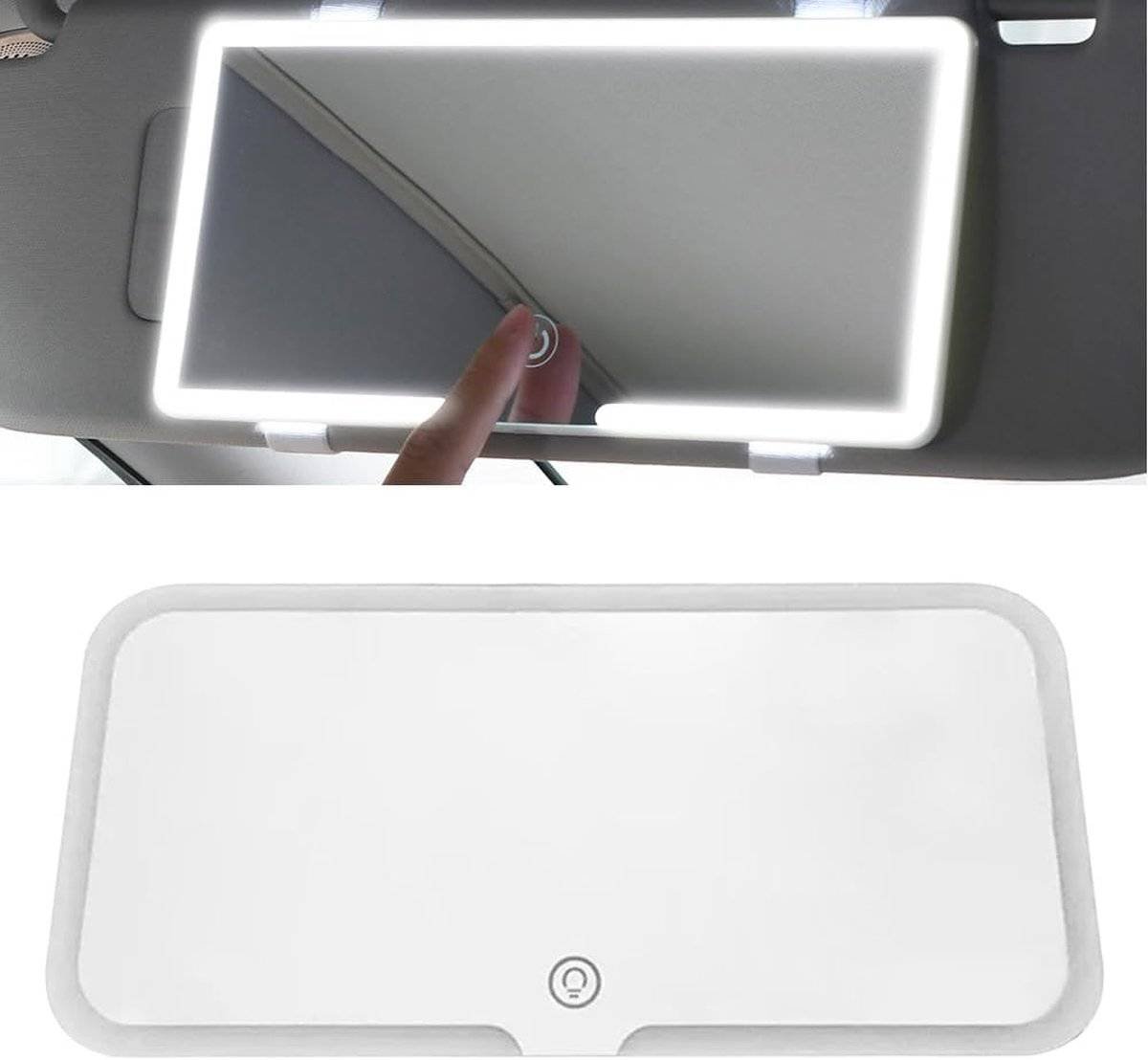 Makeup Mirror - Car Makeup Mirror - Rechargeable Car Sun Visor Mirror with LED - Sun Visor Mirror - Dimmable - Adjustable 3 Light Modes - Car Interior - Makeup Mirror with LED Lighting - Universal Sun Visor Mirror - Handy In Car - 23.5x