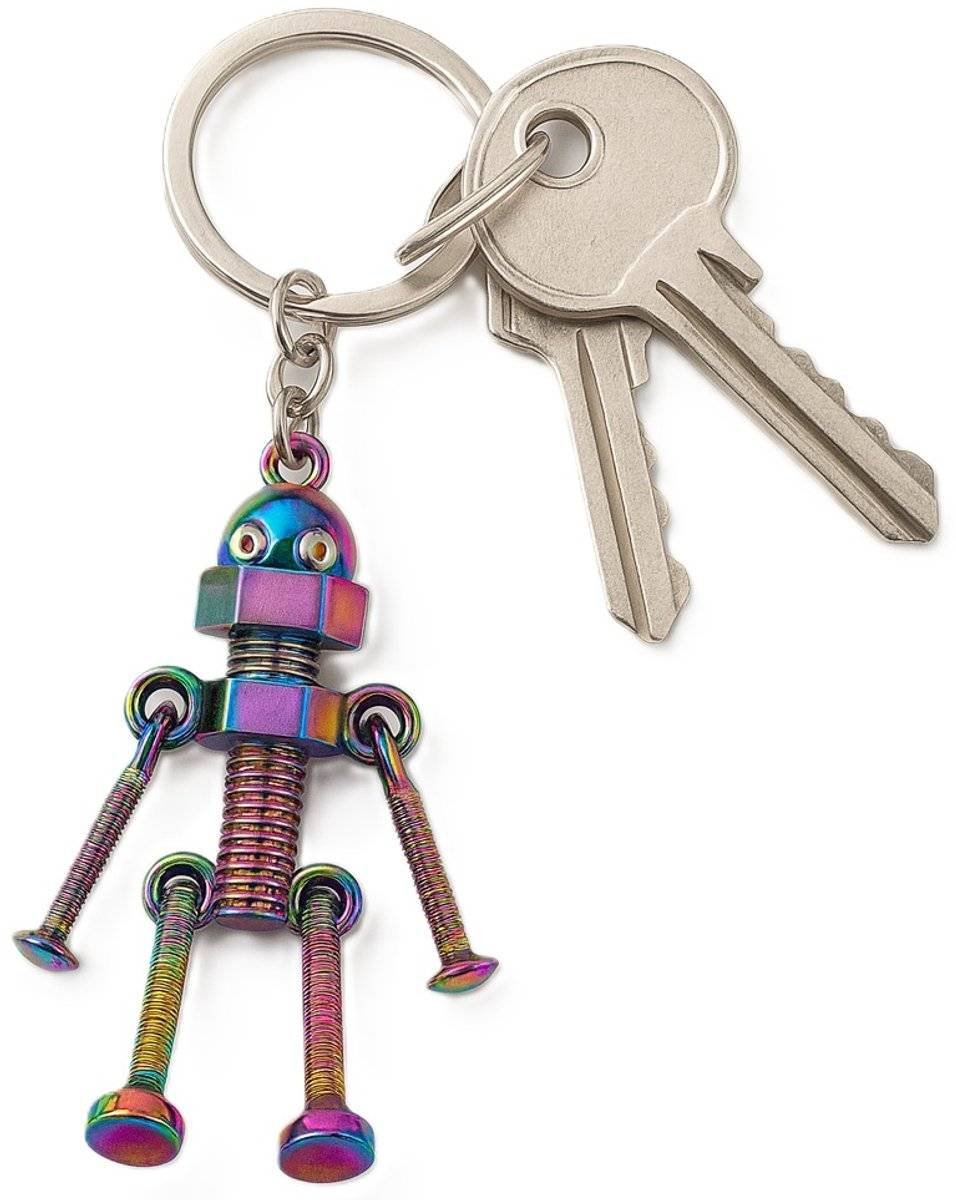 Retro Robot Keychain | Vintage Key Holder | Keychain | Screw Design | Multicolor