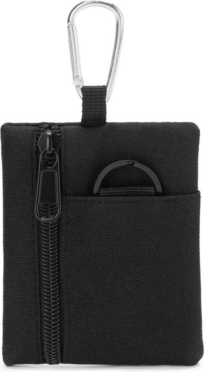 Survival Coin Holder | Card Holder | Coin Storage | Zipper | With Carabiner & Key Ring | For Camping, Traveling, etc. | 9 x 10 cm | Beige