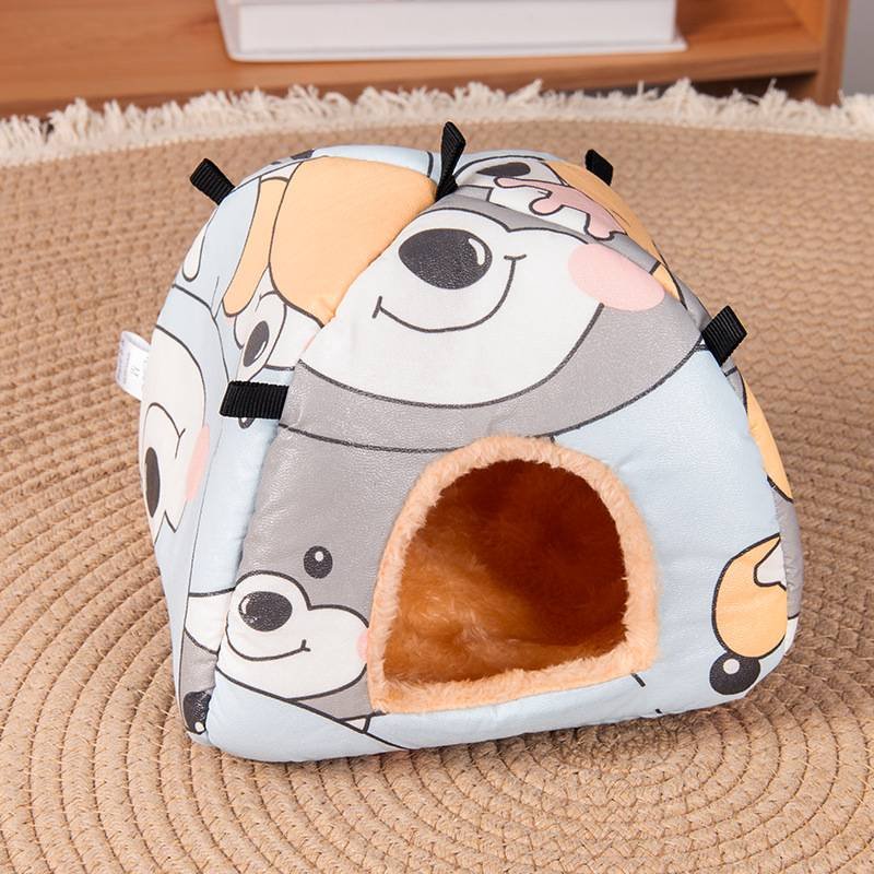Cartoon bear Soft Shelter for Small Mammals – Hanging & Floor Use, Waterproof Surface, Easy Clean(Size: M)