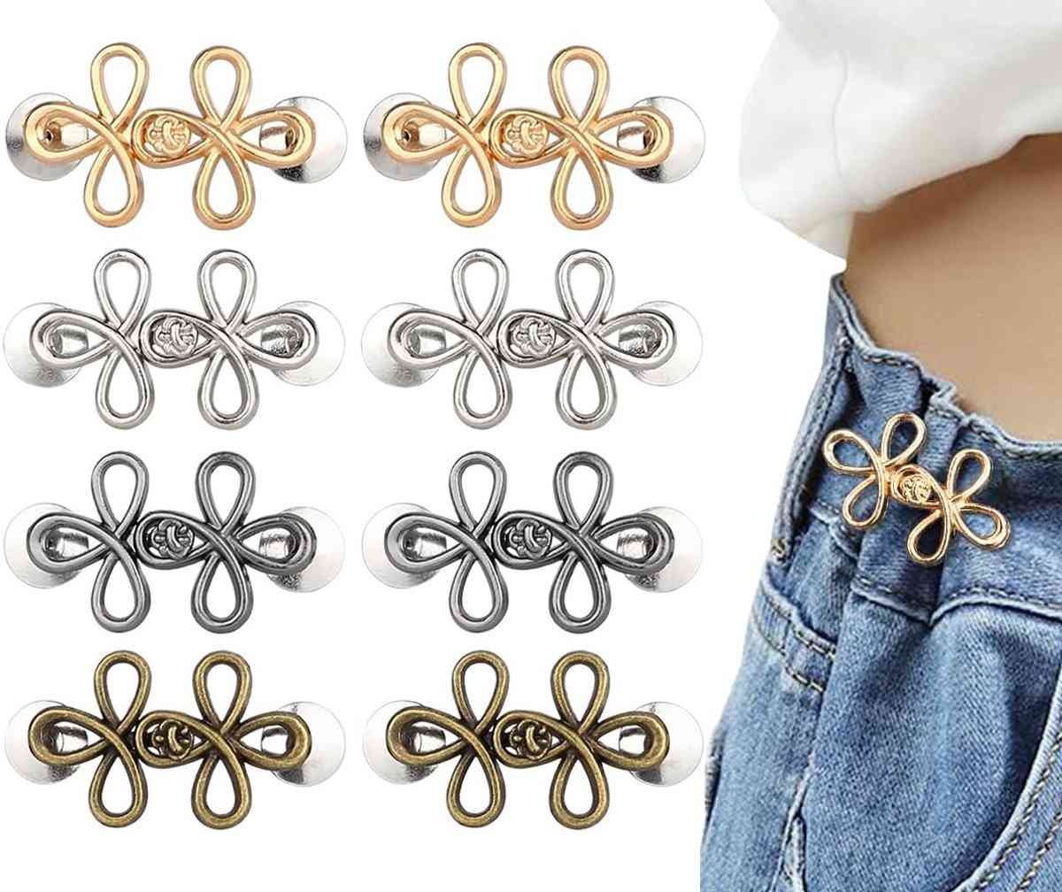 Trouser Reducer - 8 Pieces - Waist Stretcher Set - Pins - Waist Extender - Jeans Shortening Buttons - Adjustable Button - Tightening Button - Tightener Buttons - Reusable - Trouser Waist Reinforcement - For Loose Jeans, Trousers, Skirts, and Sleeves
