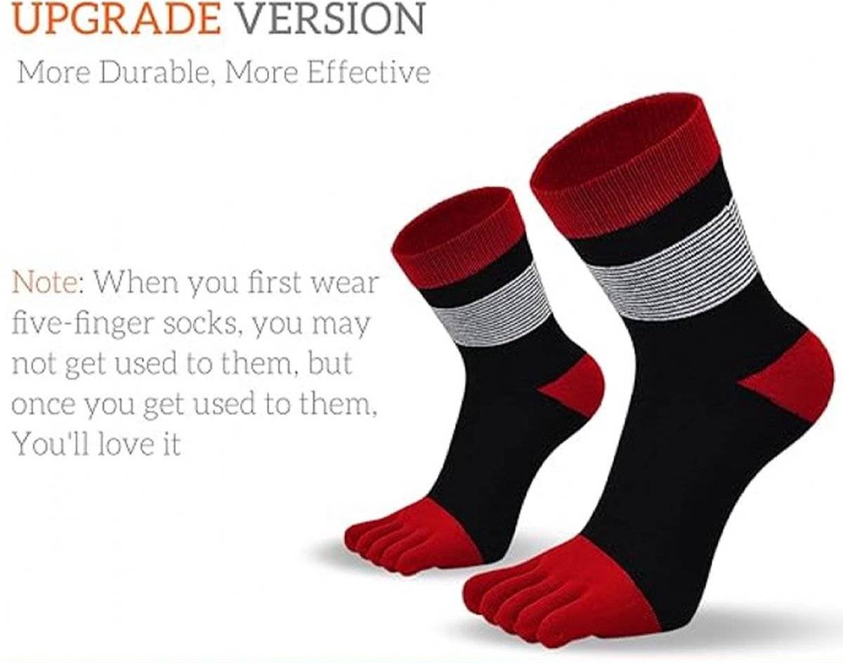 Toe Socks - 5 Pairs of Toe Socks - Yoga Socks - Toe Socks - Smooth Toe Seam - No Annoying Seams - Runner Toe Socks - Flip-Flop Socks - Breathable - Absorbs Sweat and Deodorizes - Stripe